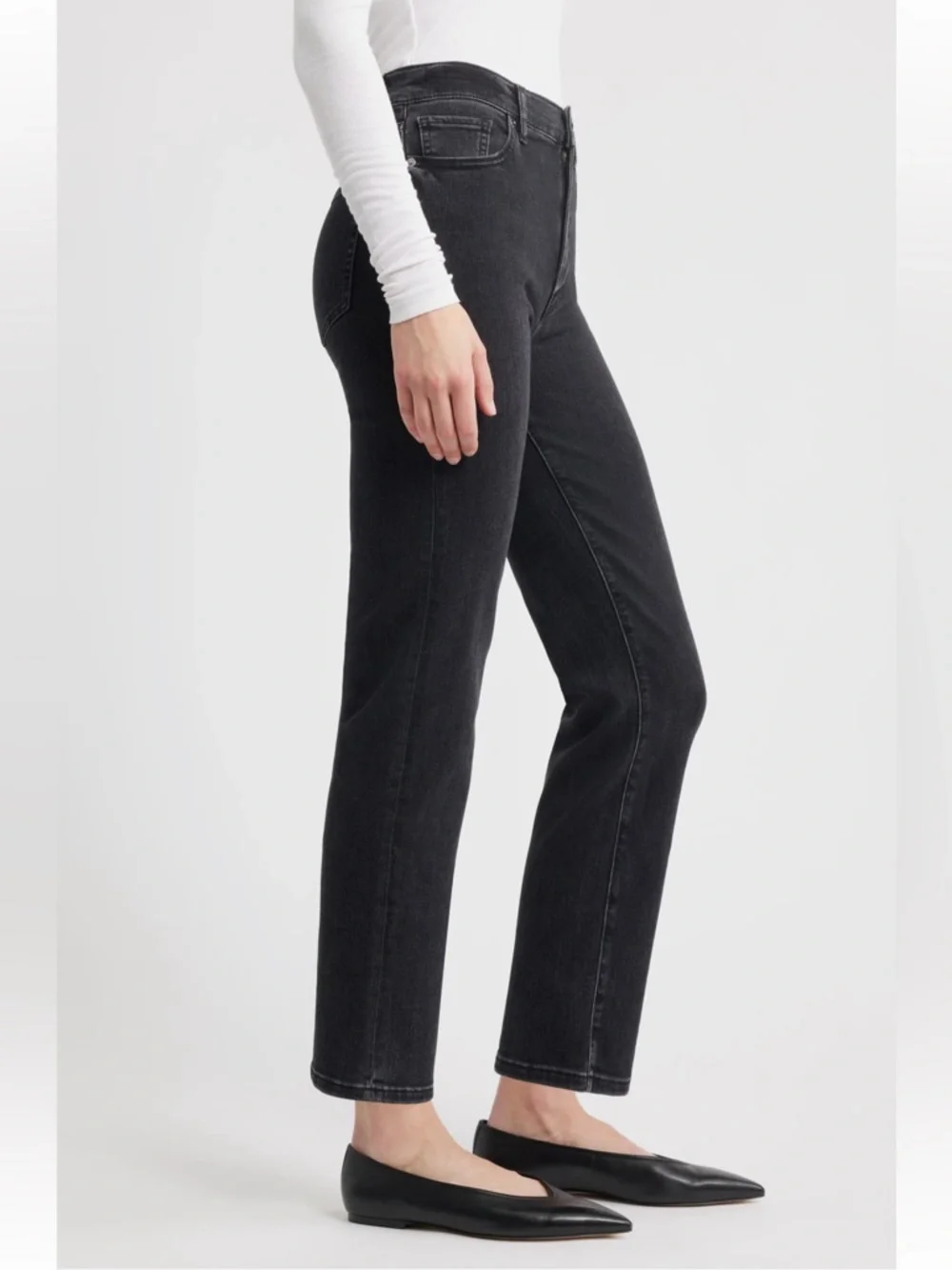 Frame Le Sleek High Waist Ankle Straight‎ Leg Jeans Size 29 Black Wash Meteor